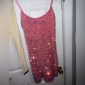 Lucy in the Sky pink sequins dress.